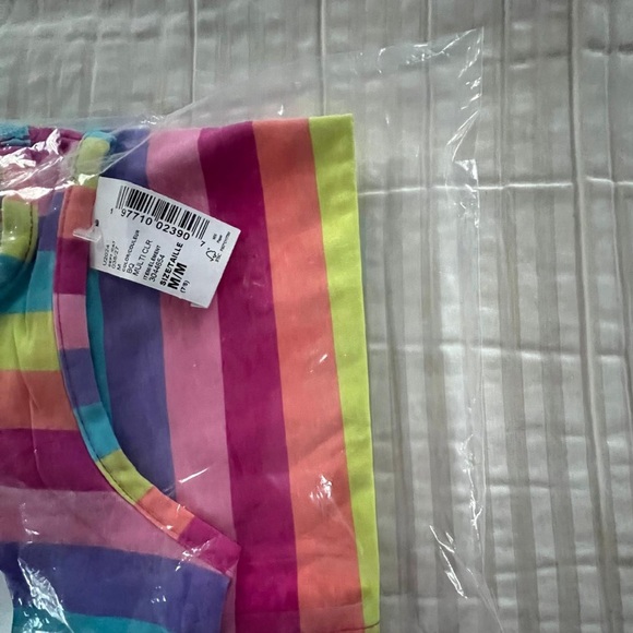 NWT: Girls Rainbow Striped Cross-Back Dress- Multi Color - Picture 4 of 5